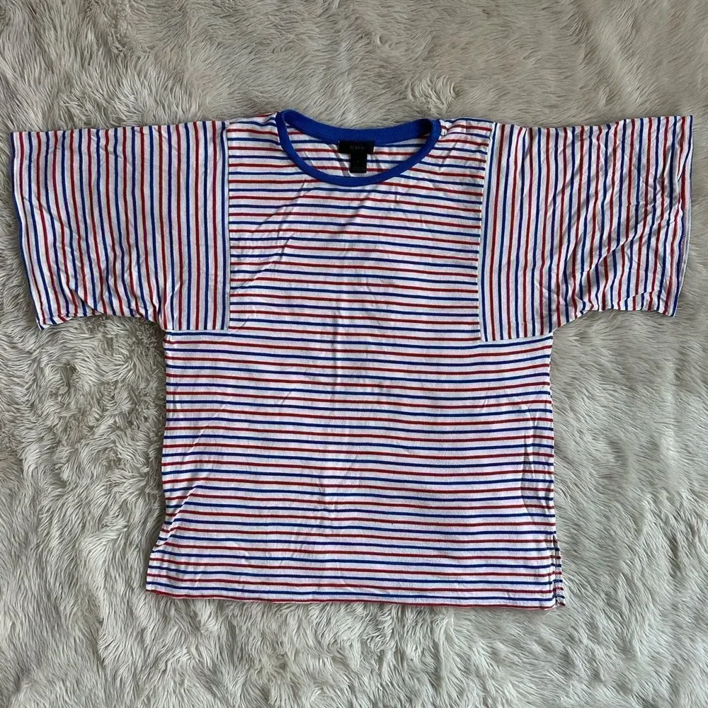 J. Crew Striped Short Sleeve Tee - Red, Blue, White